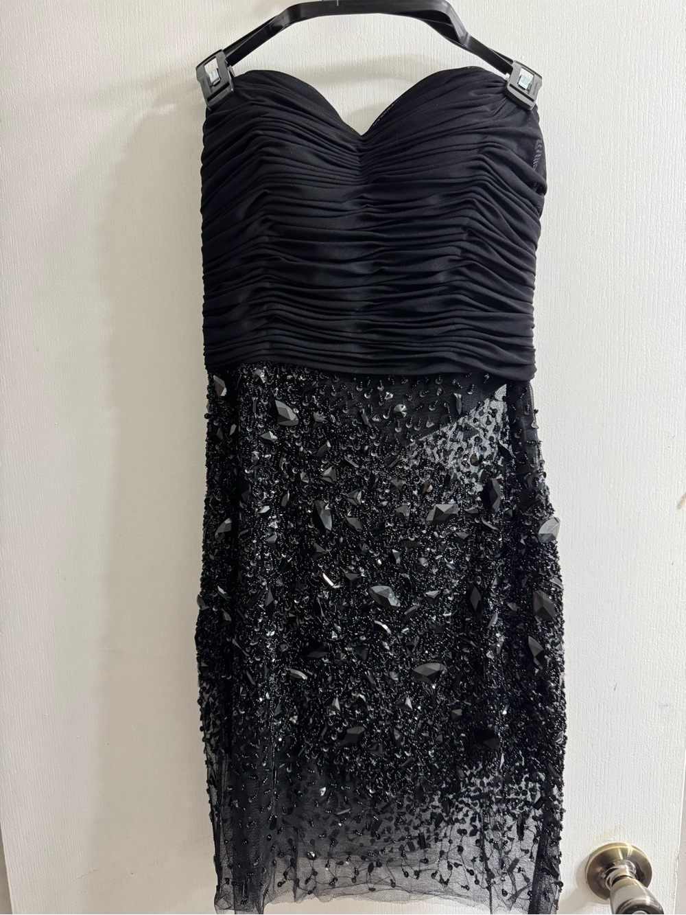 Terani Couture Black Strapless Beaded Cocktail Dress
